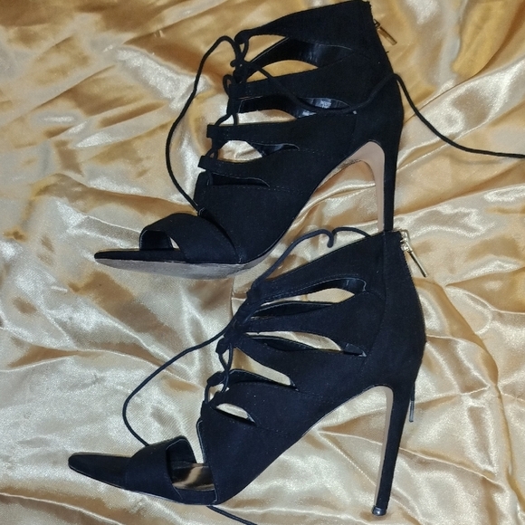 Madden Girl Black Strappy Open Toe Heels - Picture 5 of 8